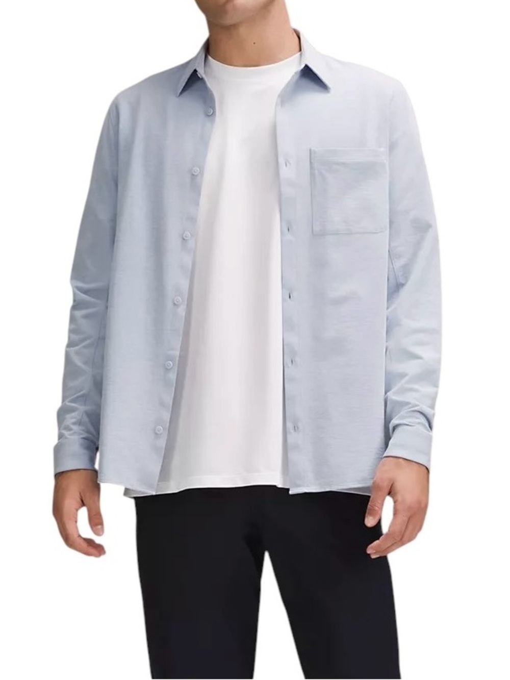 Lululemon Commission Long-Sleeve Shirt Mens XXL Pocket Light Blue Gray Button-Up - Picture 2 of 10